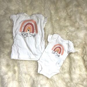 Big Sis and Little Sis matching shirts Size newborn and 2T coordinating
